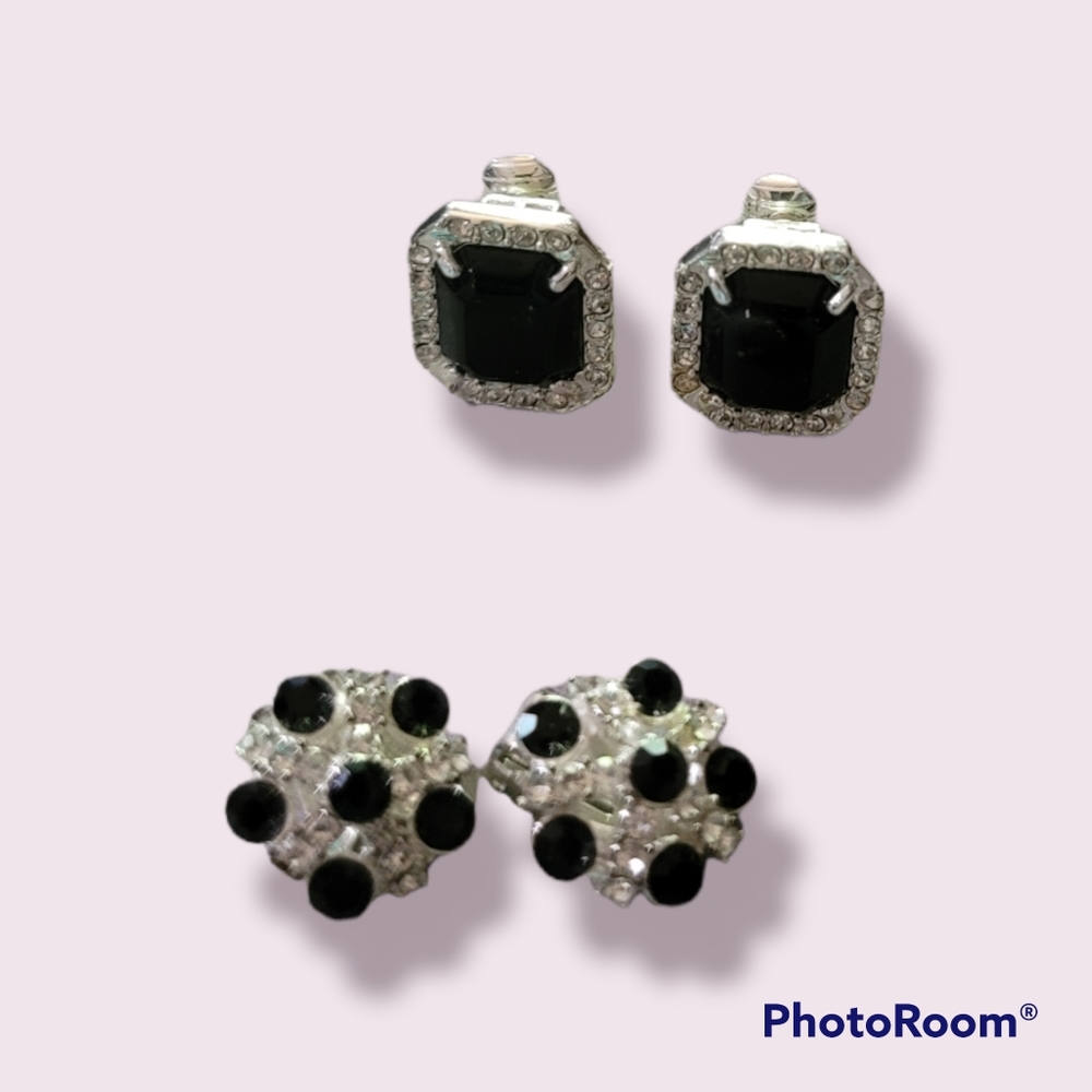 2 Pair Clip Earrings Vtg